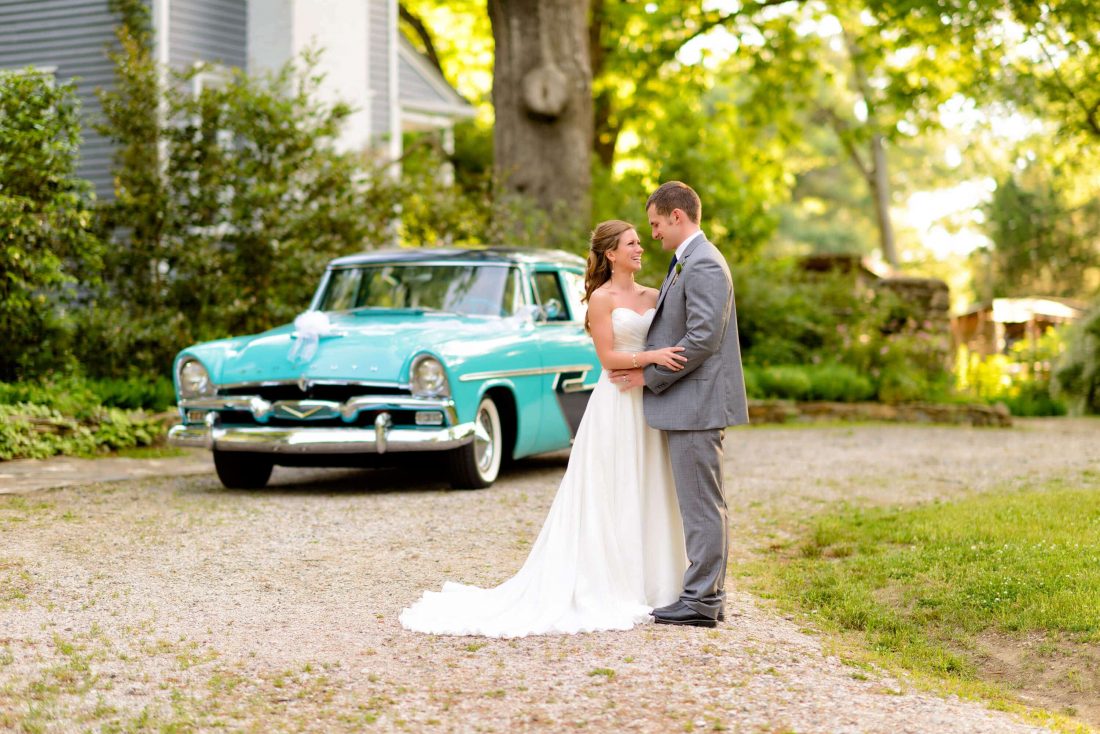 Sunset by the classic car