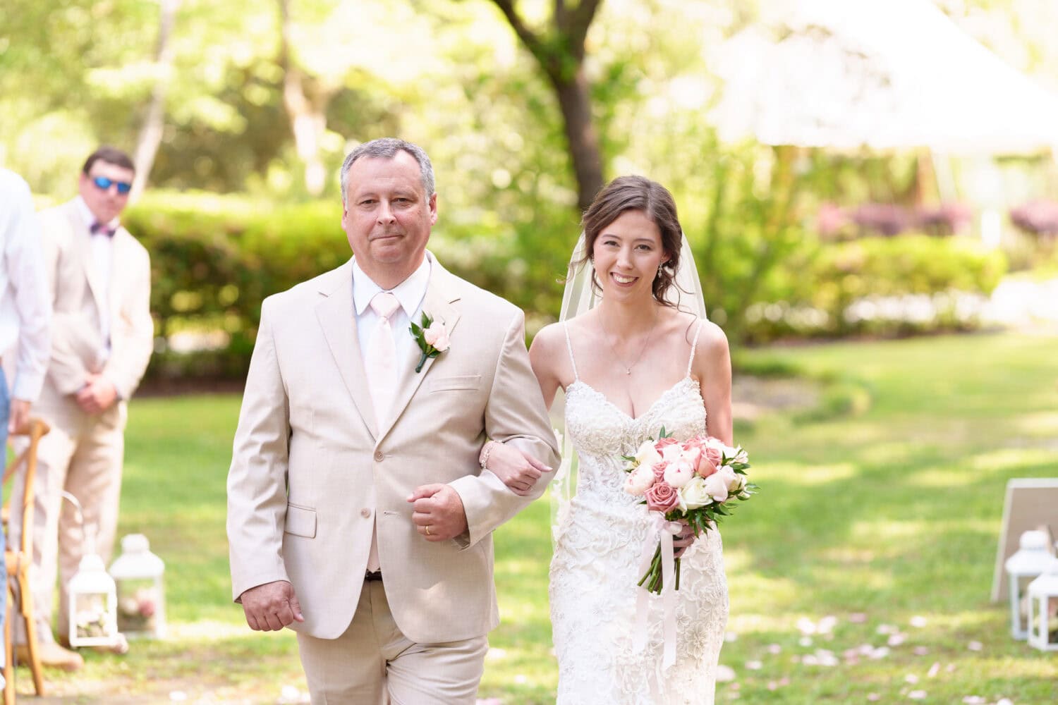 Bride and father walking to the ceremony - Tanglewood Plantation