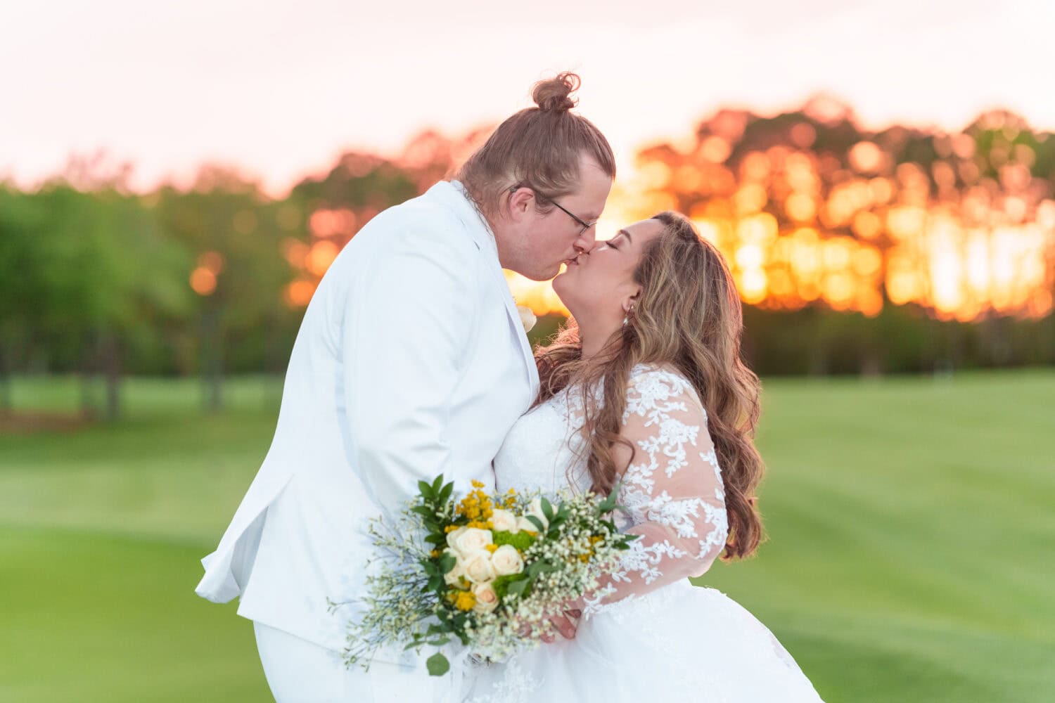 Kiss in the sunset on the golf course - Pine Lakes Country Club