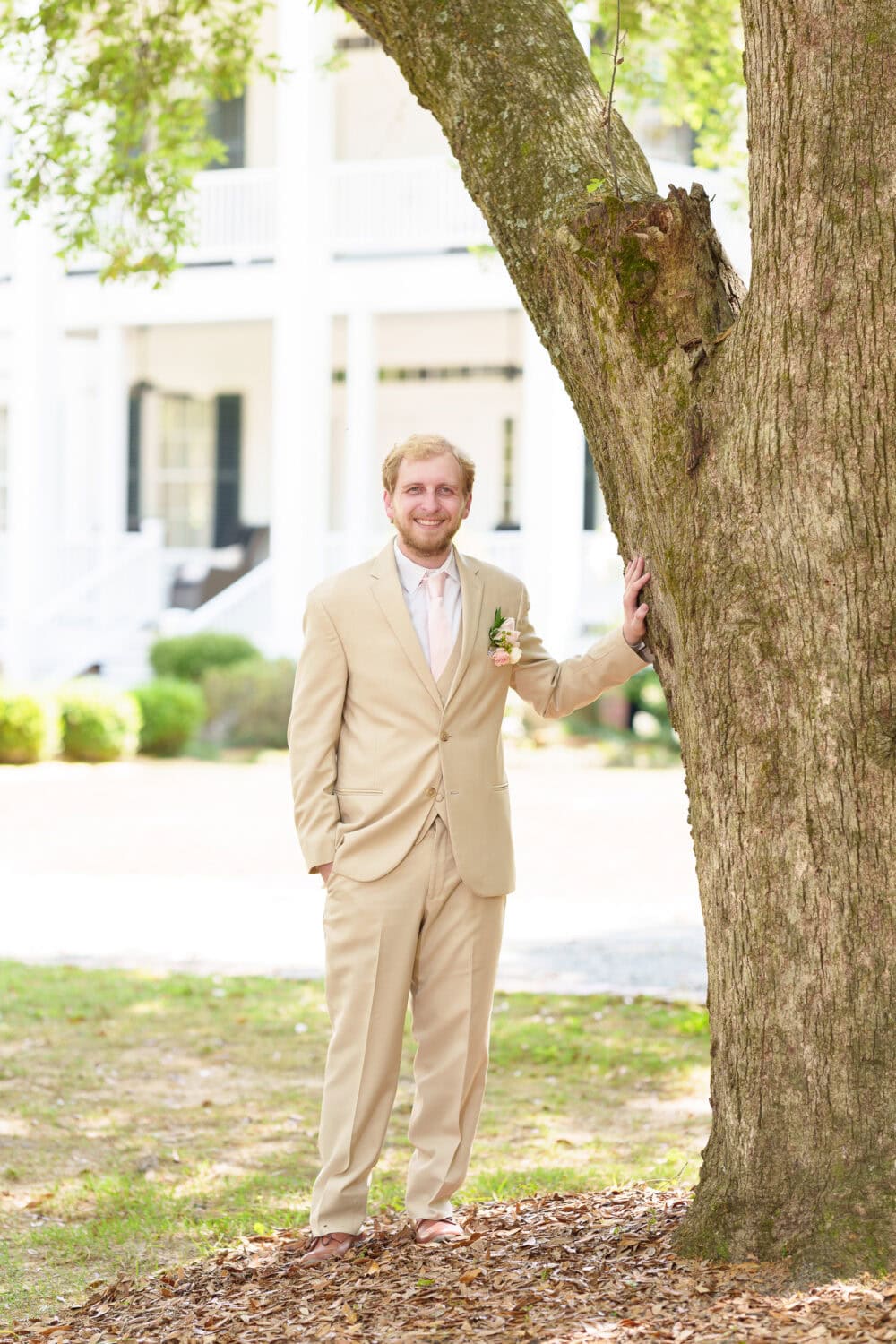 Portraits of the groom in front of the house - Tanglewood Plantation
