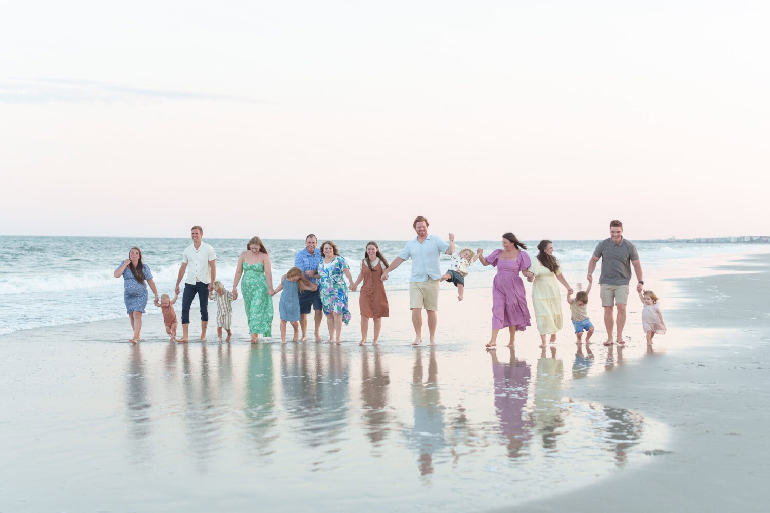 Big family walking down the beach - Huntington Beach State Park - Pawleys Island