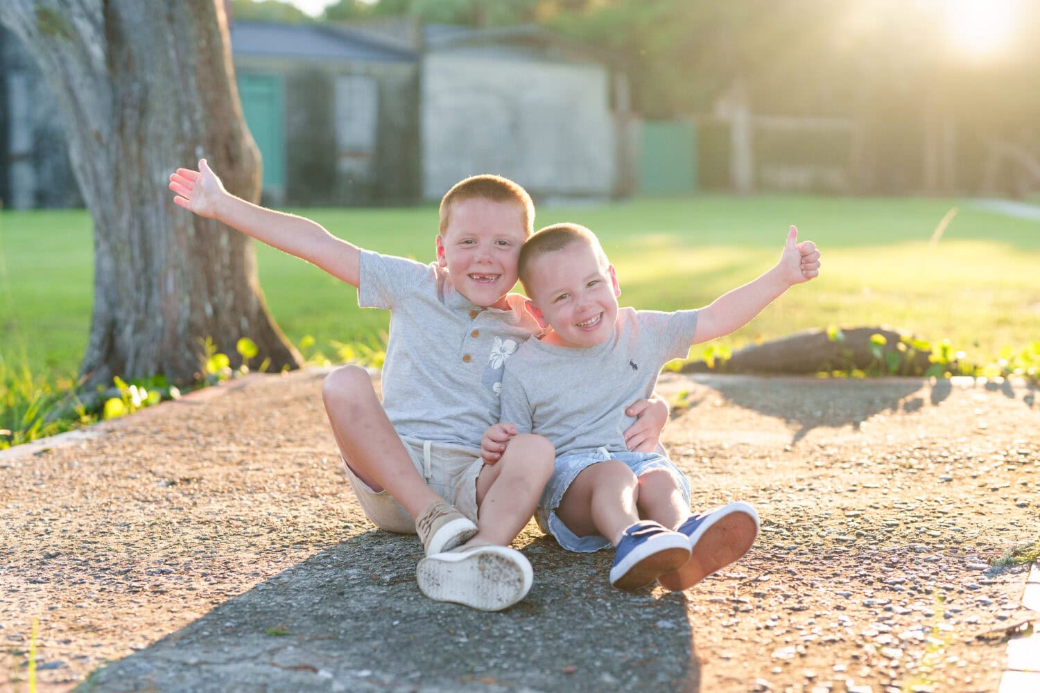 Happy brothers giving thumbs up - Huntington Beach State Park - Pawleys Island