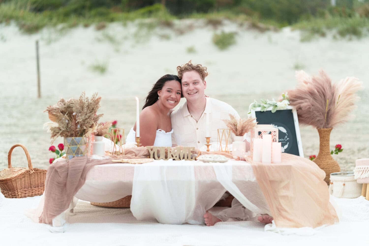 Picnic on the beach after surprise proposal - Myrtle Beach State Park