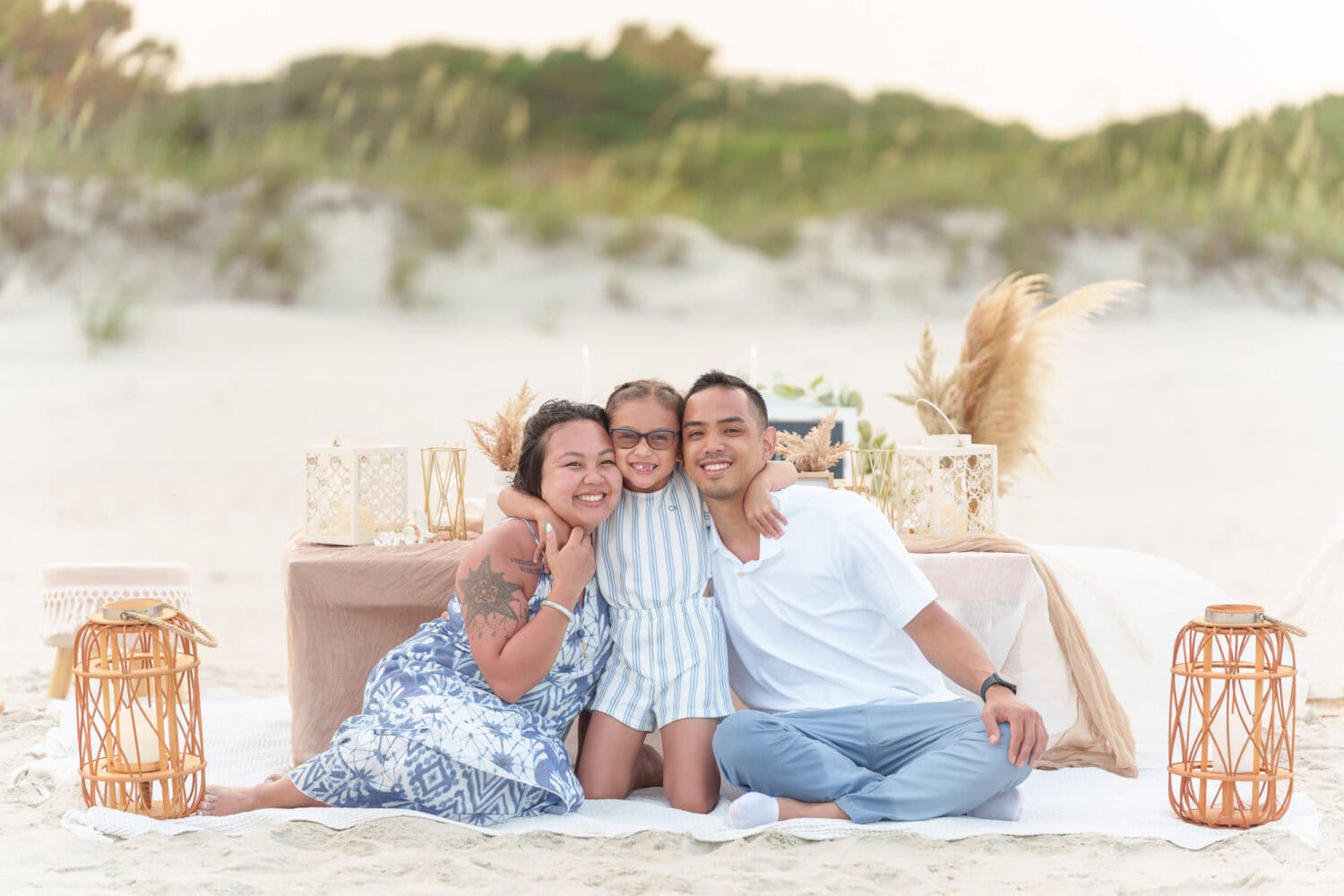 Beach picnic after surprise proposal -