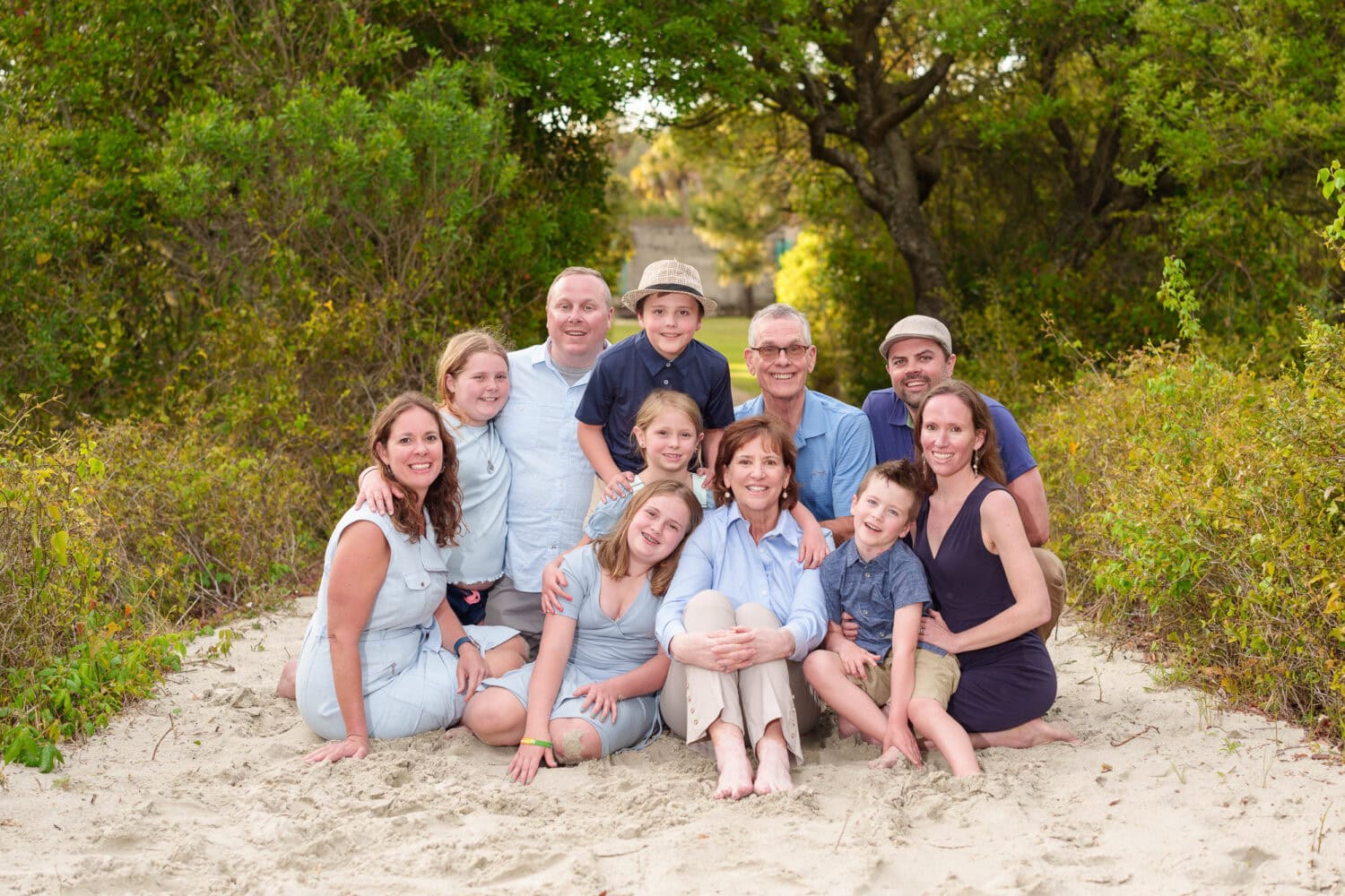 Big family sitting on the path to the beach - Huntington Beach State Park - Pawleys Island