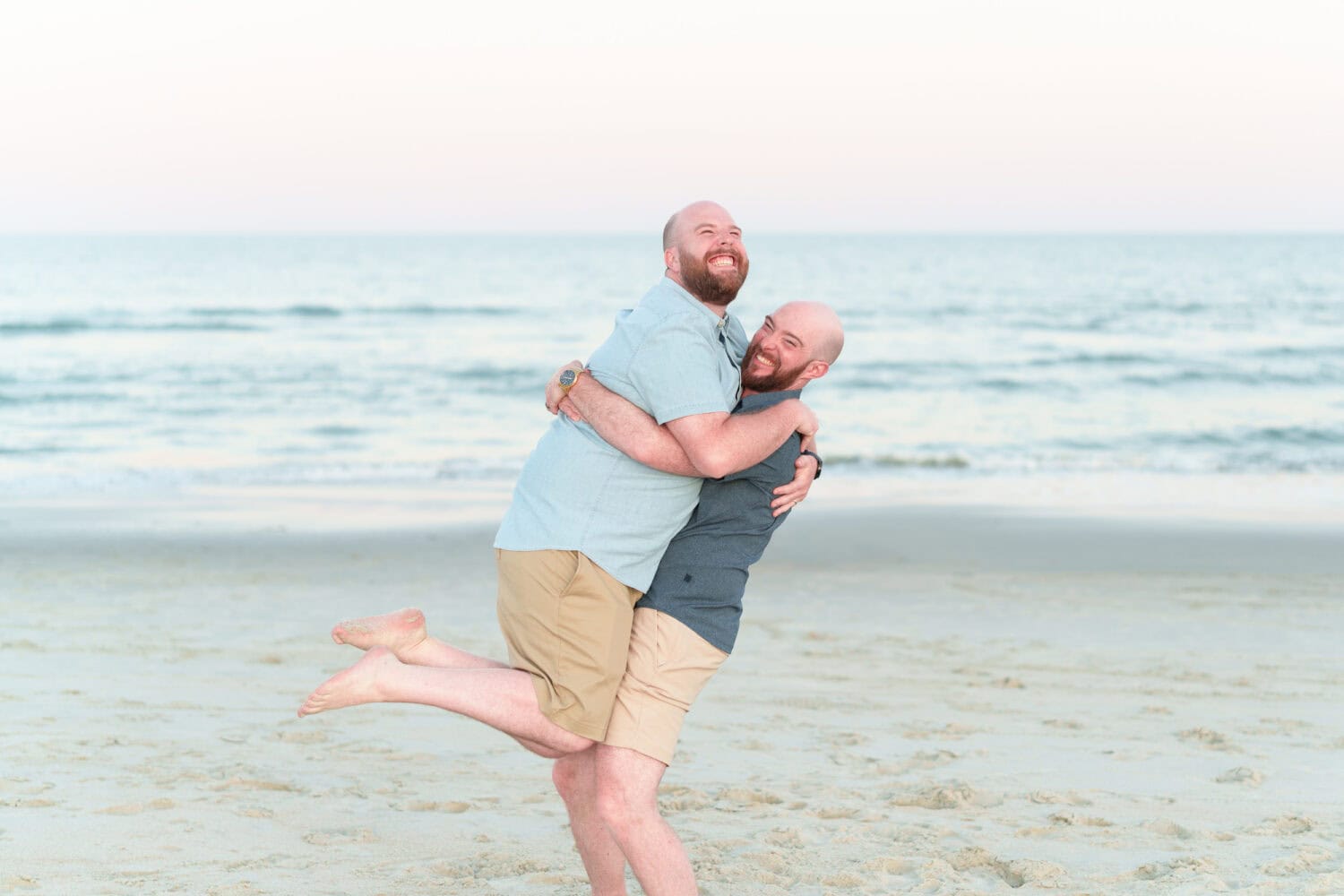 Brothers goofing off by the ocean - Huntington Beach State Park - Pawleys Island