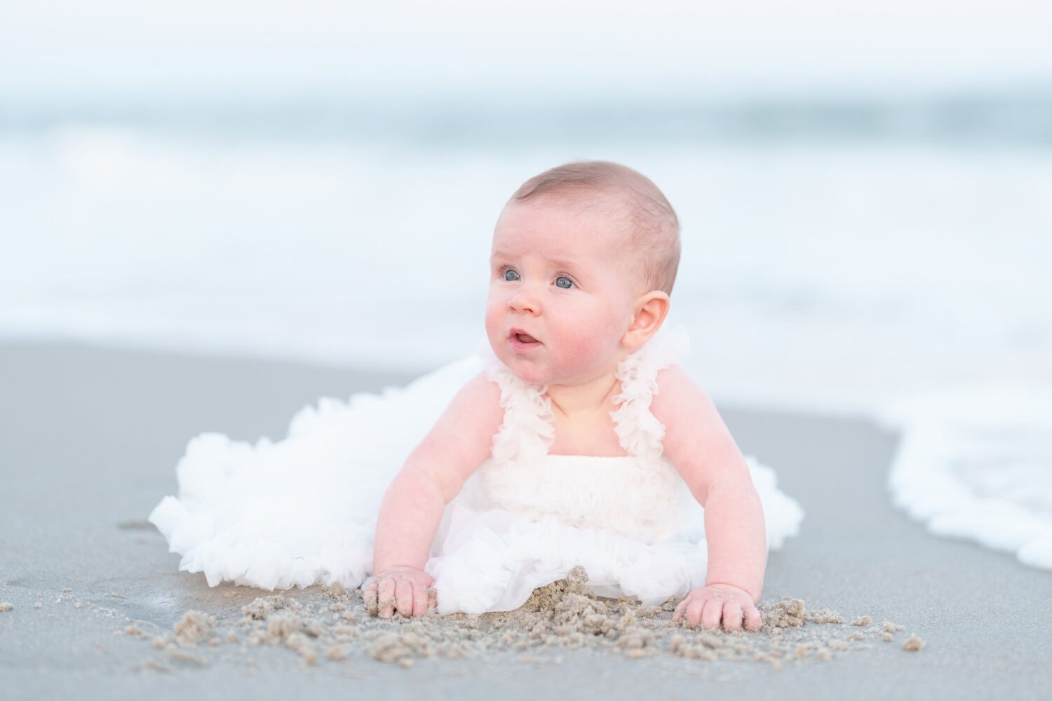 Cute toddler on the beach sand - Huntington Beach State Park - Pawleys Island