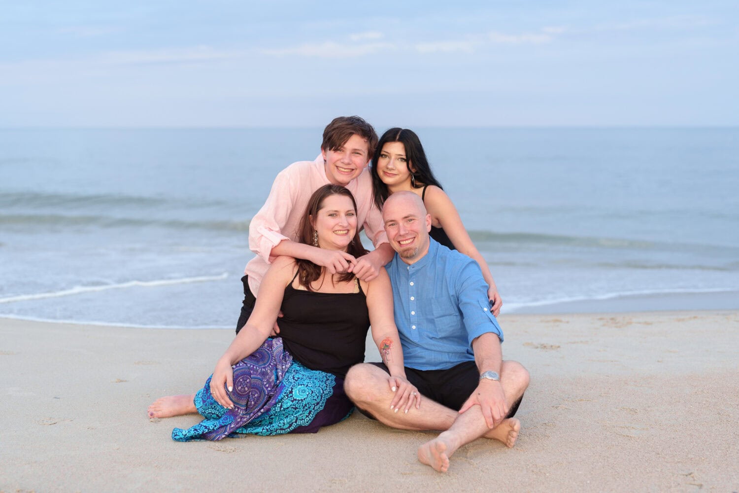 Family of 4 on the beach - Huntington Beach State Park - Pawleys Island