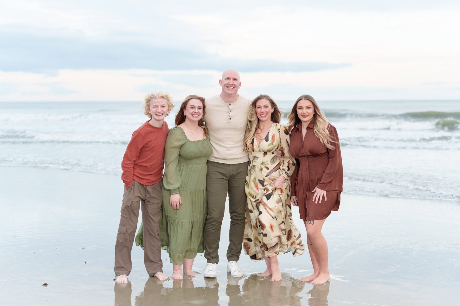 Family of 5 in front of the ocean - Huntington Beach State Park - Pawleys Island