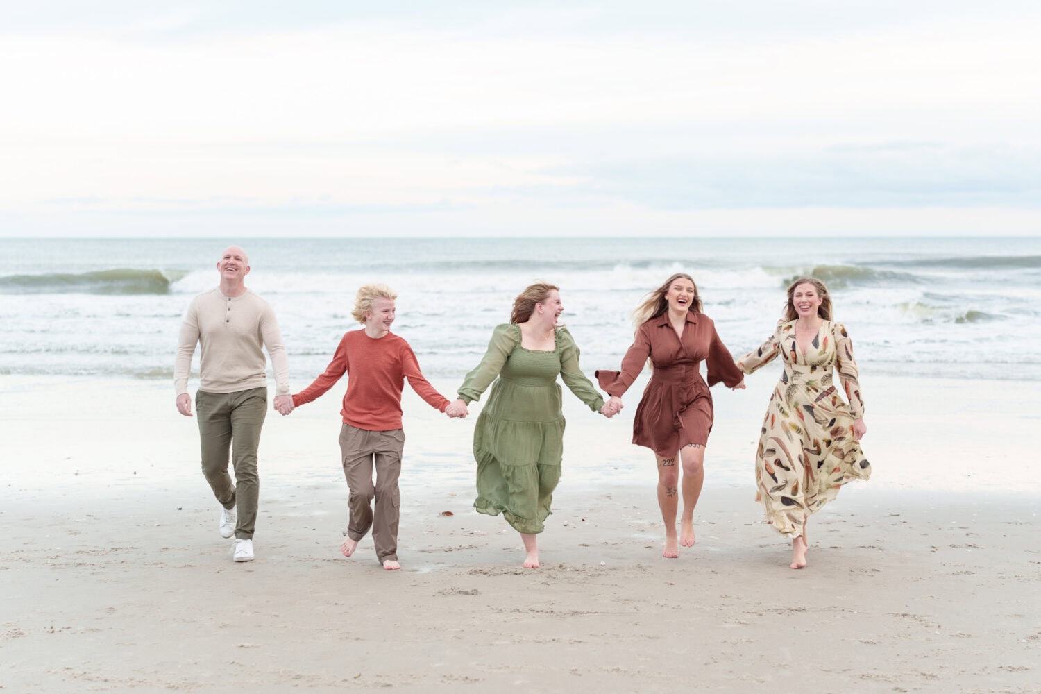 Family of 5 in front of the ocean - Huntington Beach State Park - Pawleys Island