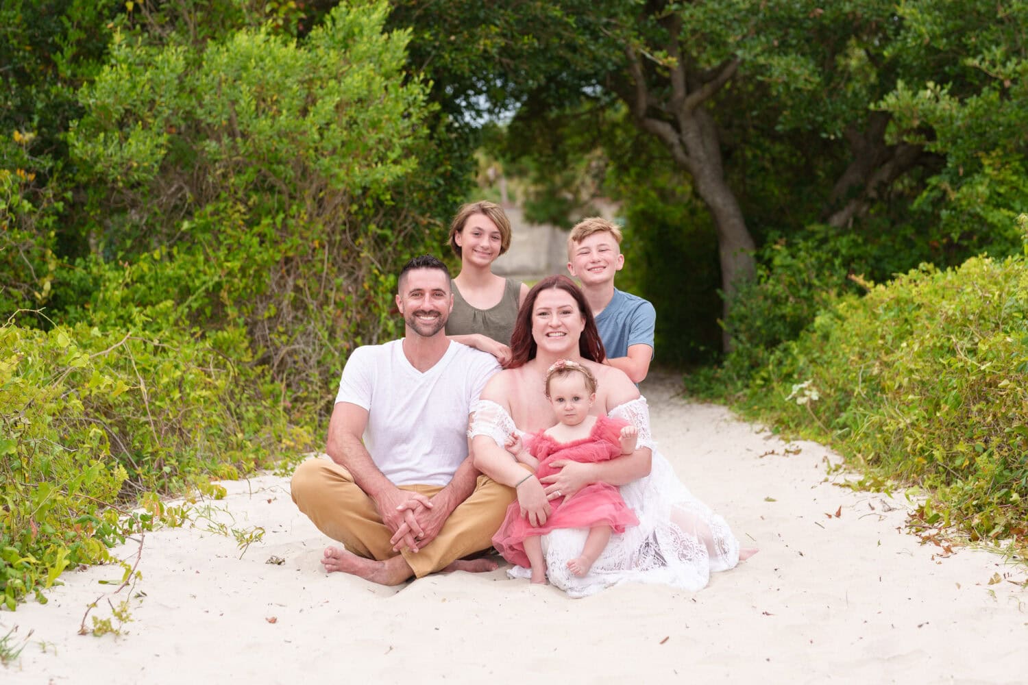 Family sitting on the beach path - Huntington Beach State Park - Pawleys Island