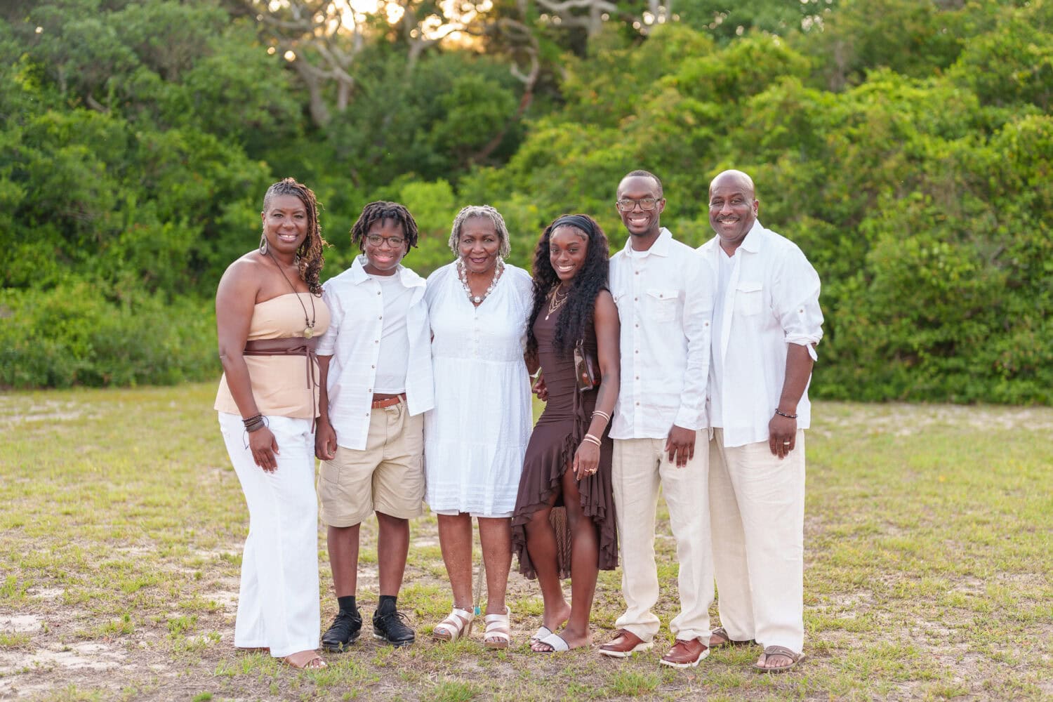 Family with grandmother by the trees - Myrtle Beach State Park