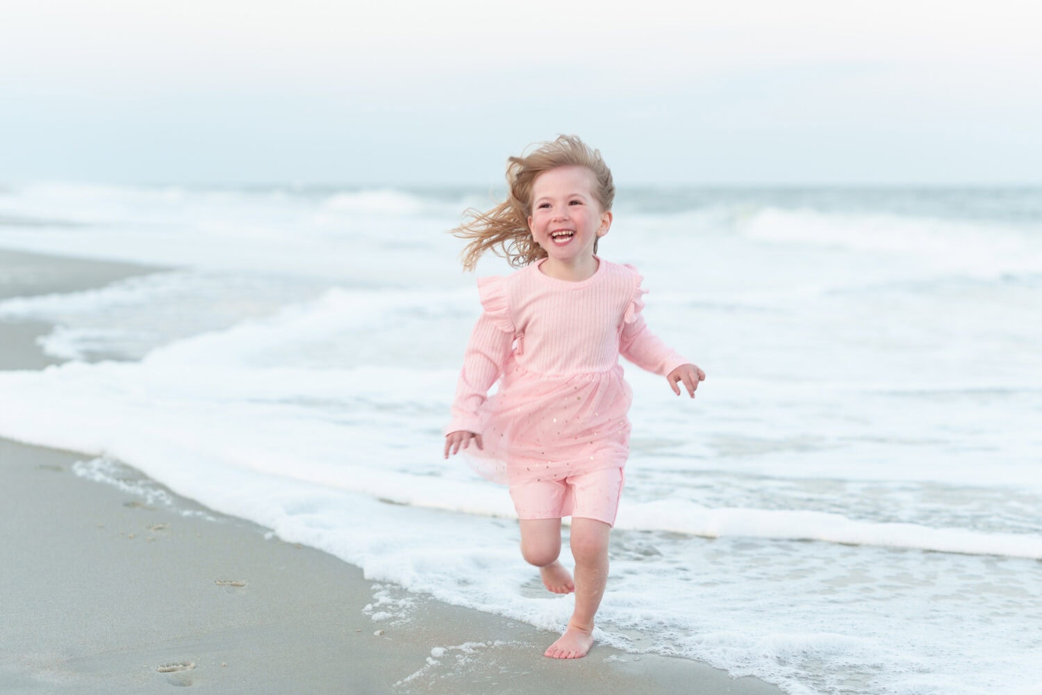 Little girl running down the beach - Huntington Beach State Park - Pawleys Island