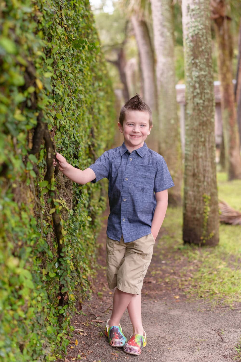 Poses with the kids by the ivy wall - Huntington Beach State Park - Pawleys Island