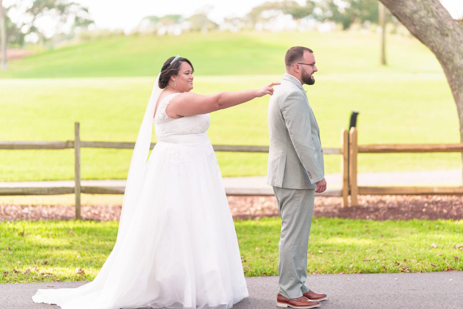 Emotional first look with the bride and groom - Dunes Golf & Beach Club