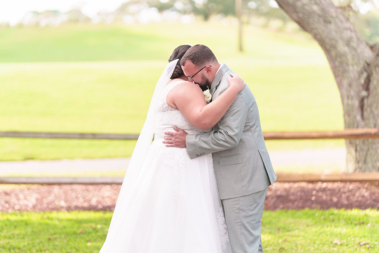 Emotional first look with the bride and groom - Dunes Golf & Beach Club