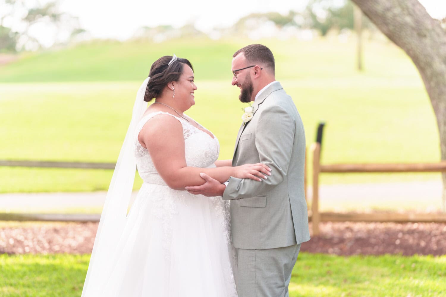 Emotional first look with the bride and groom - Dunes Golf & Beach Club