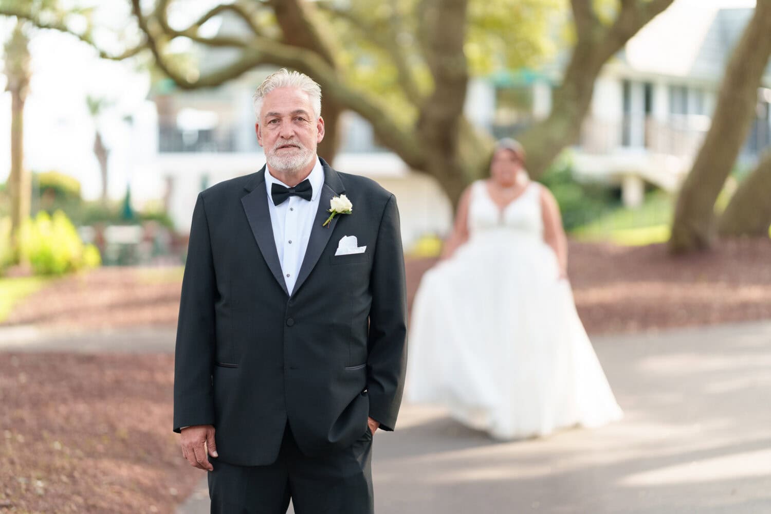 First look with bride and father - Dunes Golf & Beach Club