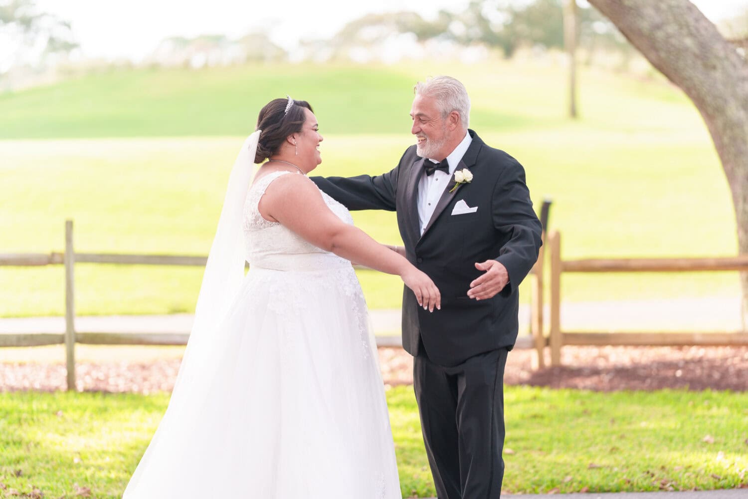 First look with bride and father - Dunes Golf & Beach Club