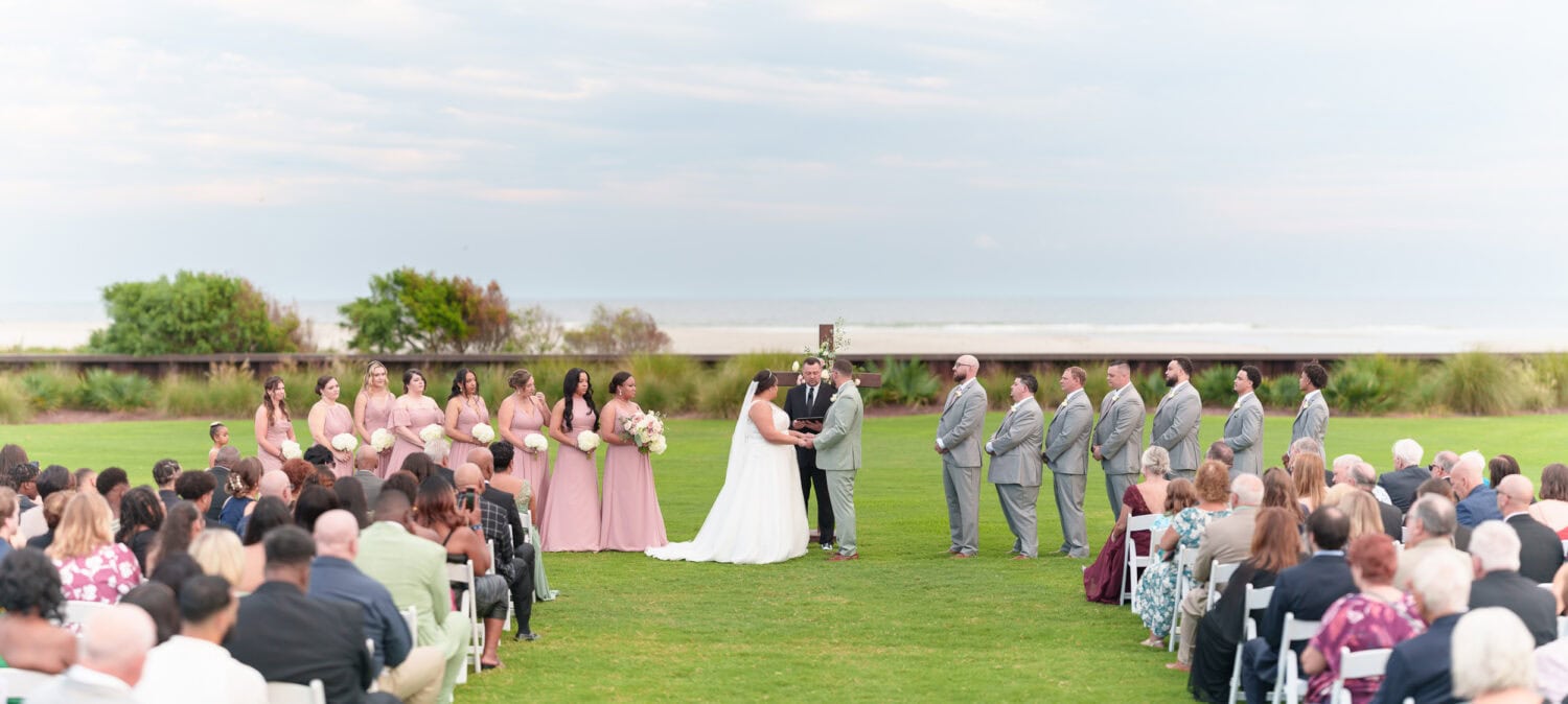 Wide angle panorama of the ceremony - Dunes Golf & Beach Club