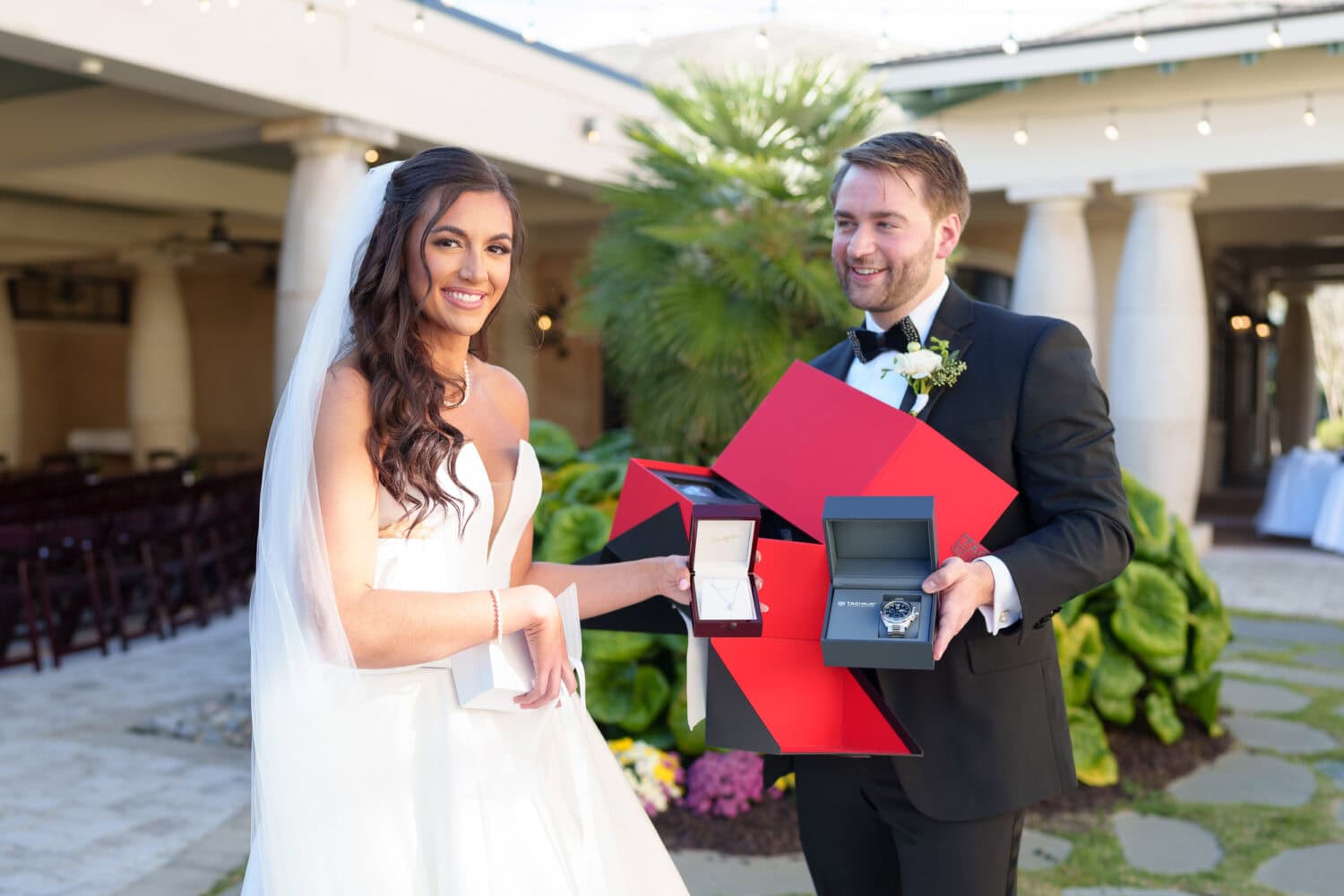 Bride and groom giving gifts - 21 Main Events - North Myrtle Beach