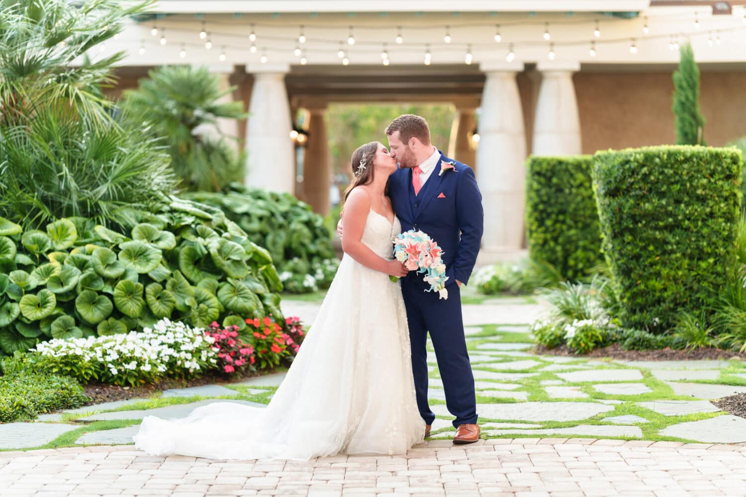 Bride and groom in the courtyard at sunset - 21 Main Events