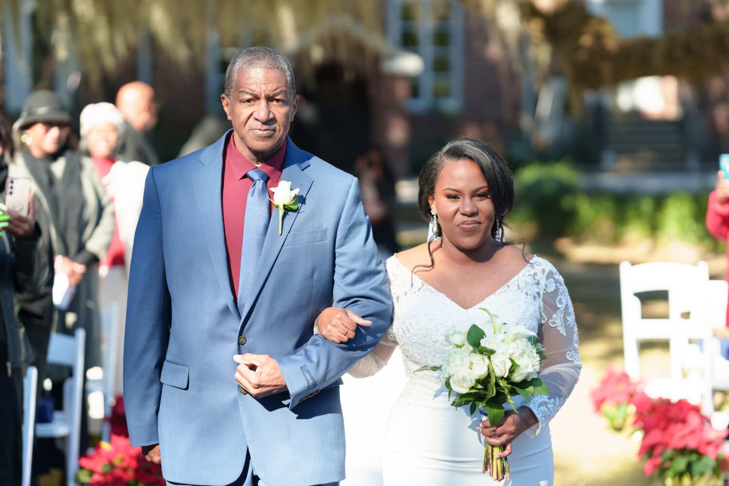 Bride walking down the aisle with her father - Wedgefield Country Club