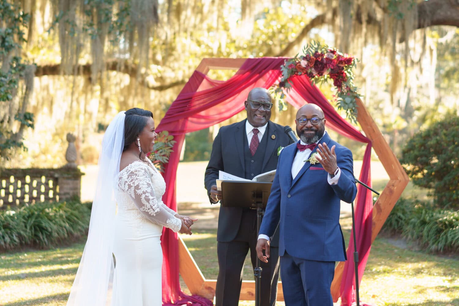 Groom showing off the ring - Wedgefield Country Club