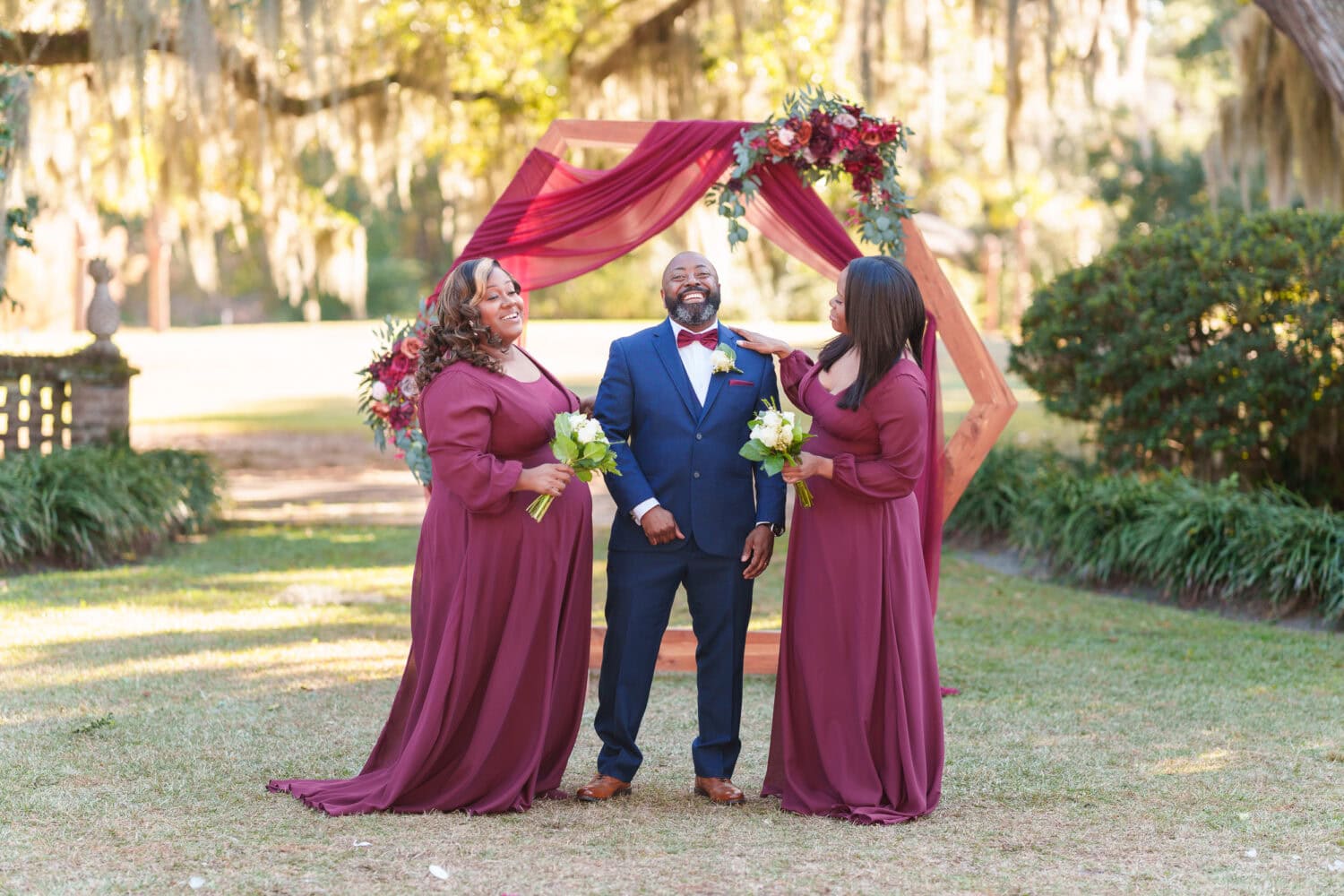 Groom with the bridesmaids - Wedgefield Country Club