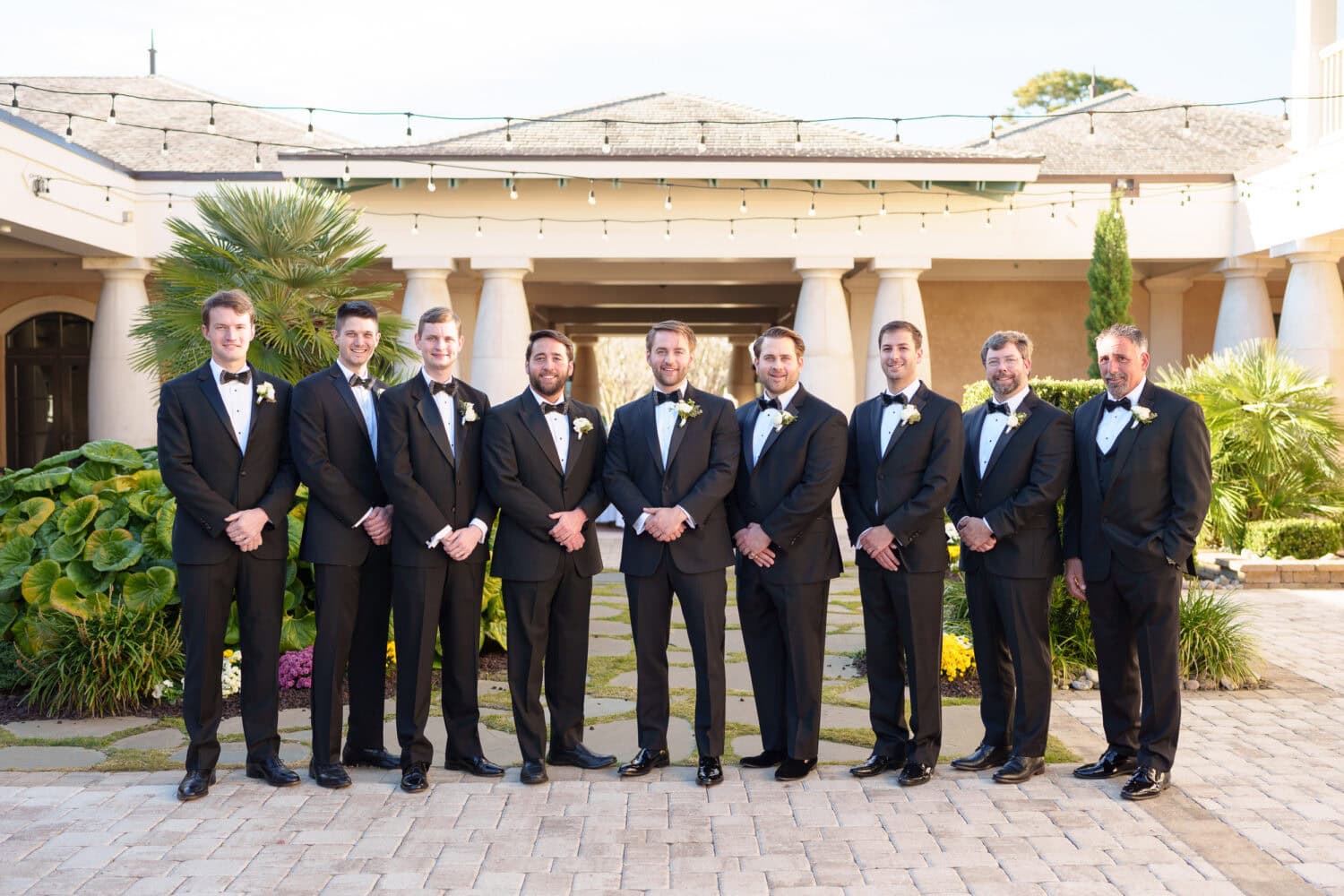 Groomsmen in the courtyard before the ceremony - 21 Main Events - North Myrtle Beach