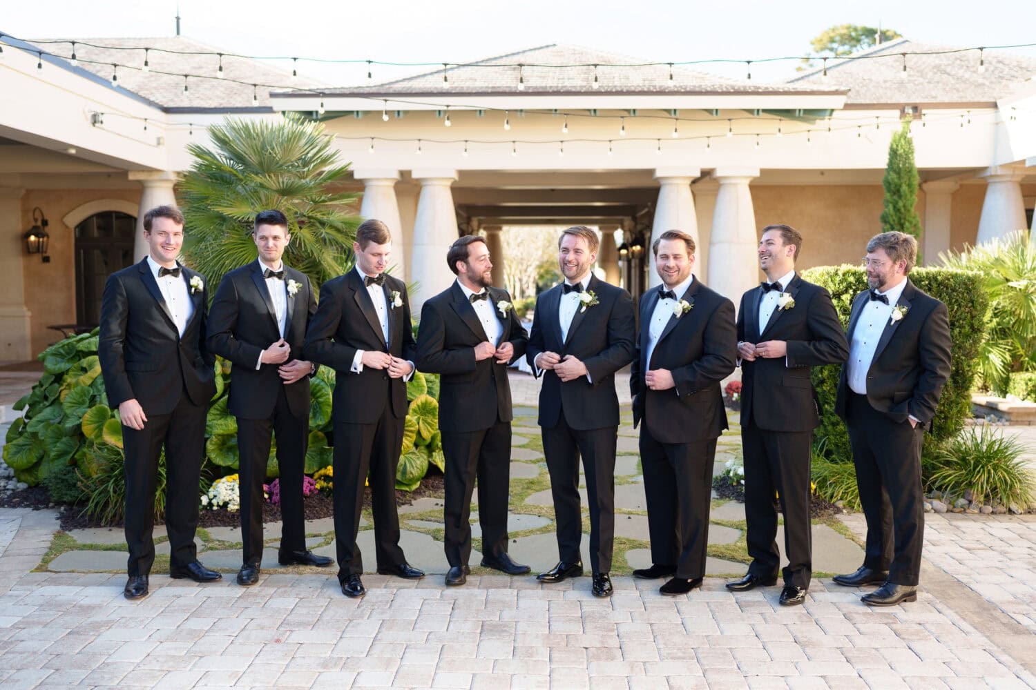 Groomsmen in the courtyard before the ceremony - 21 Main Events - North Myrtle Beach