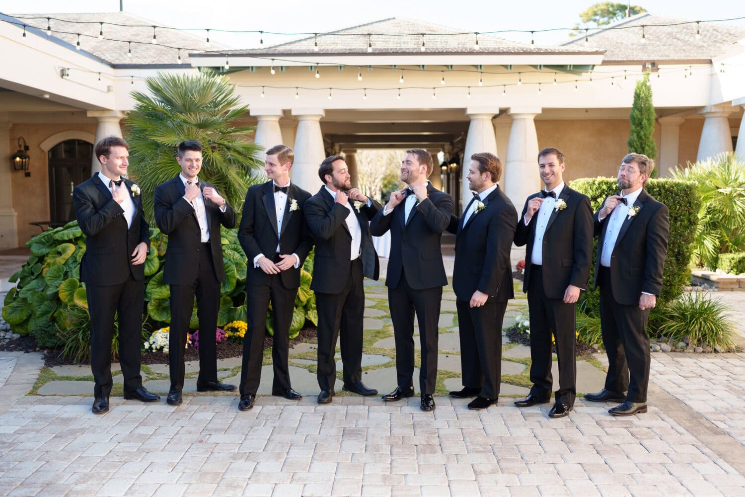 Groomsmen in the courtyard before the ceremony - 21 Main Events - North Myrtle Beach