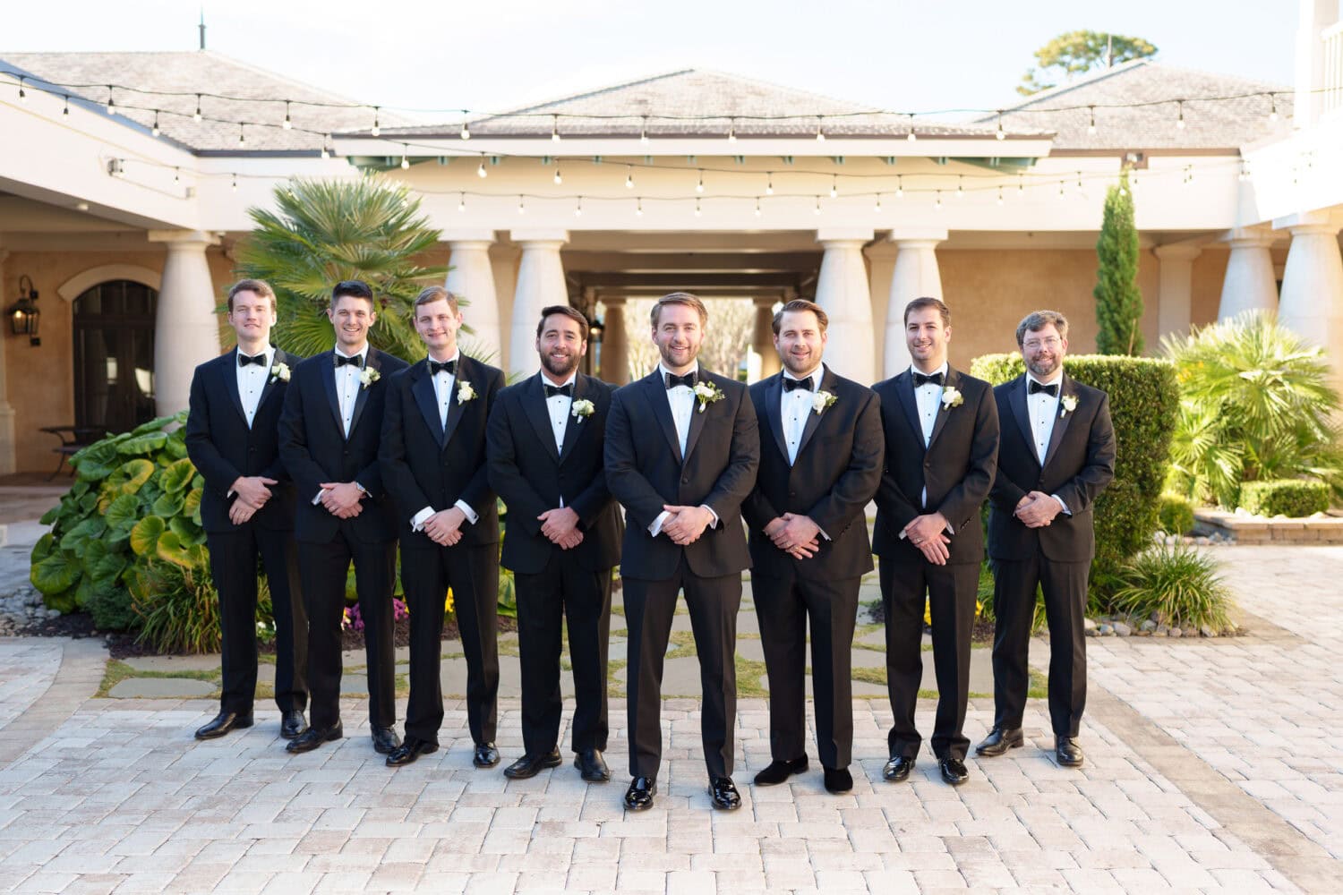 Groomsmen in the courtyard before the ceremony - 21 Main Events - North Myrtle Beach