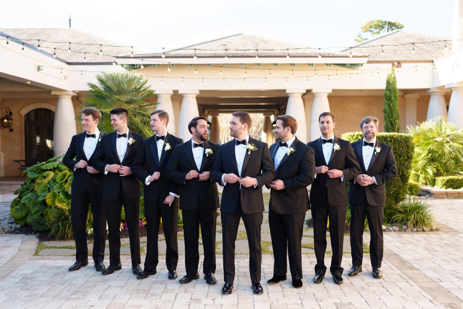 Groomsmen in the courtyard before the ceremony - 21 Main Events - North Myrtle Beach