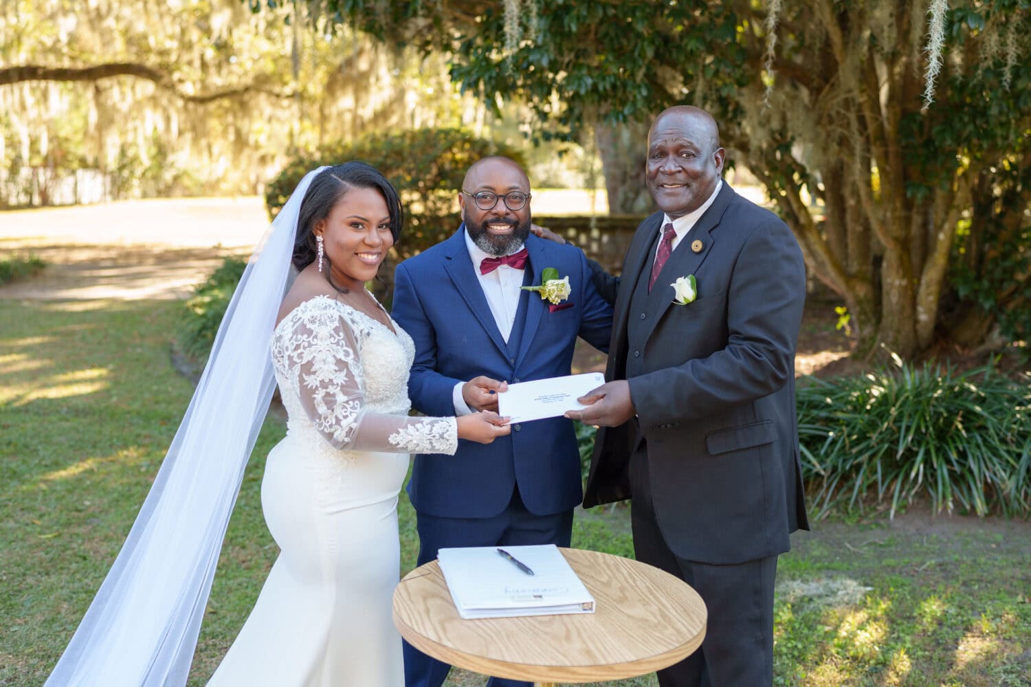 Minister giving marriage license - Wedgefield Country Club