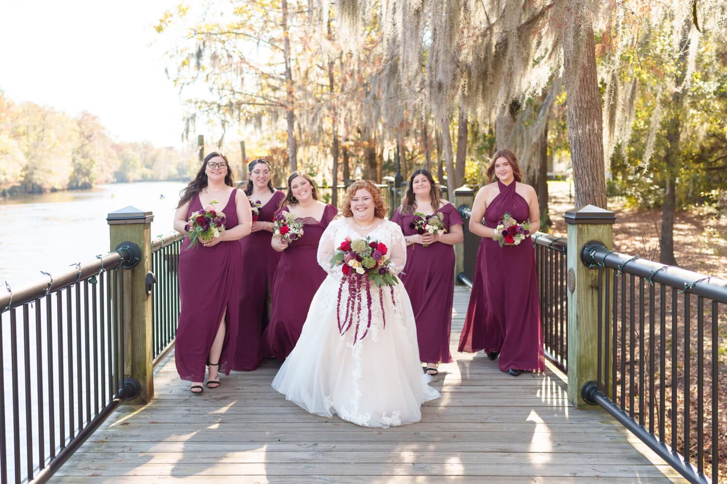 Bride with bridesmaids - The Cypress Inn - Conway, SC