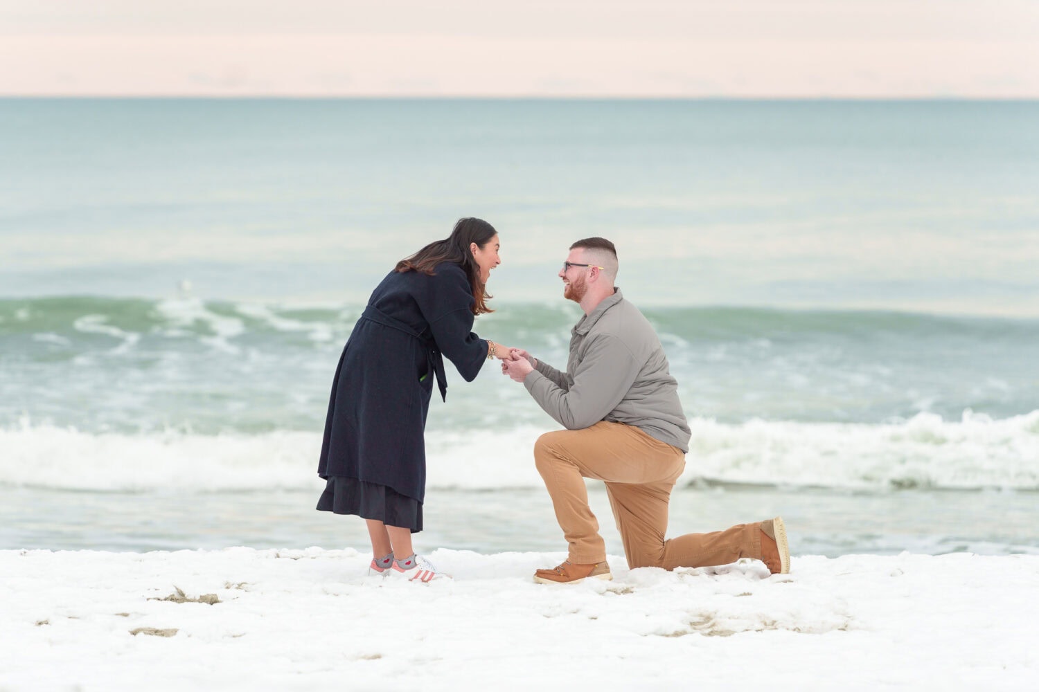 Engagement pictures after the Myrtle Beach snow - Garden City Beach