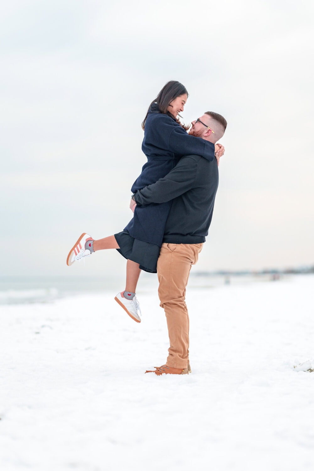 Engagement pictures after the Myrtle Beach snow - Garden City Beach