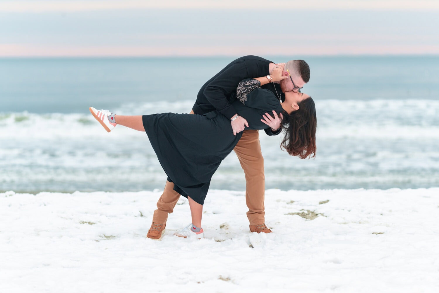 Engagement pictures after the Myrtle Beach snow - Garden City Beach