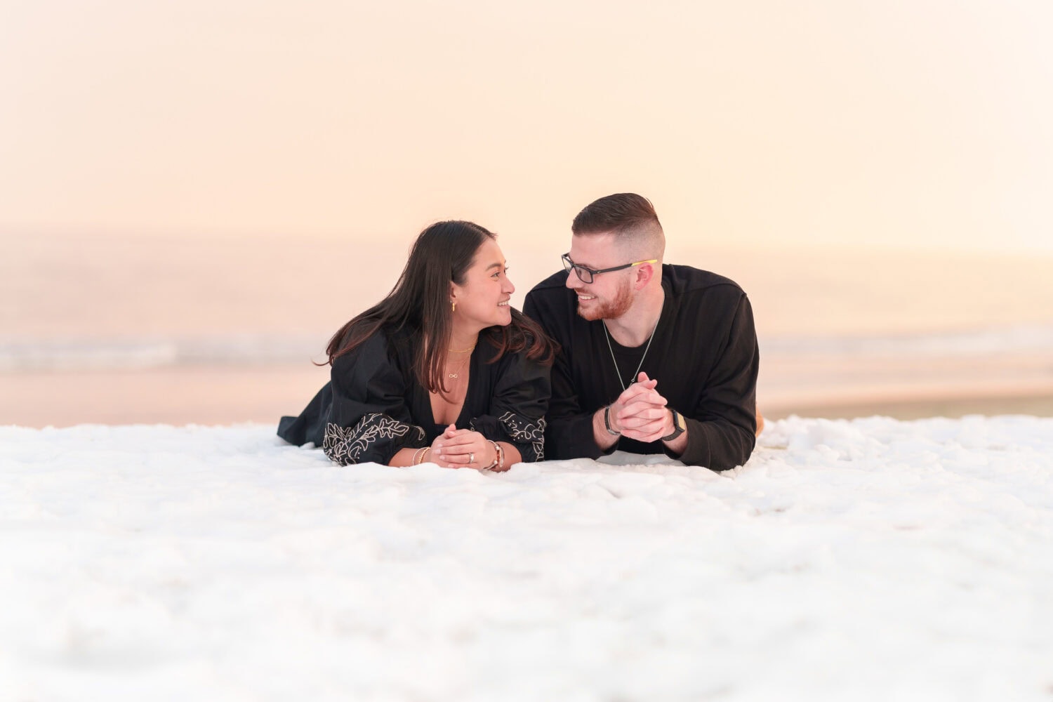 Engagement pictures after the Myrtle Beach snow - Garden City Beach