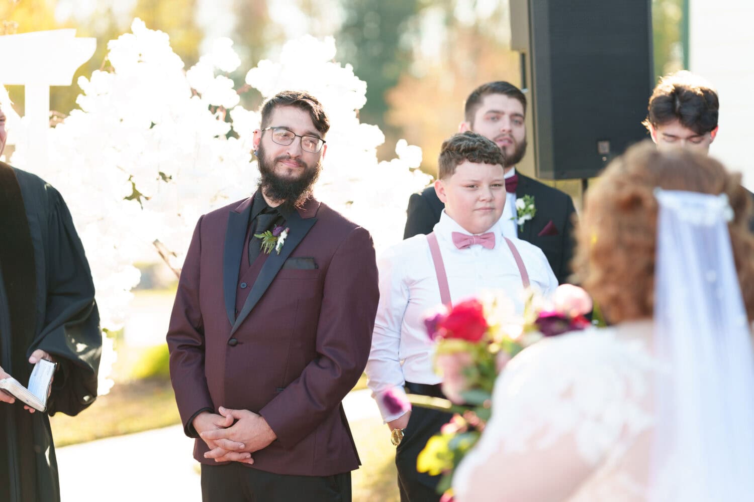 Groom looking at the bride - The Cypress Inn - Conway, SC