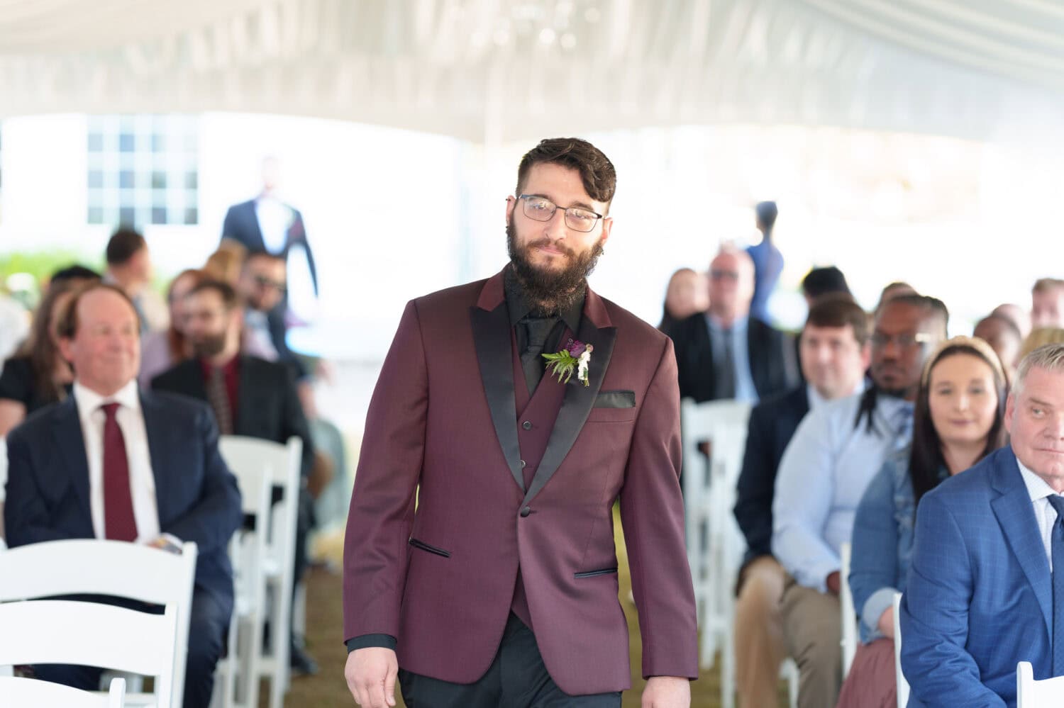 Groom walking to the ceremony - The Cypress Inn - Conway, SC