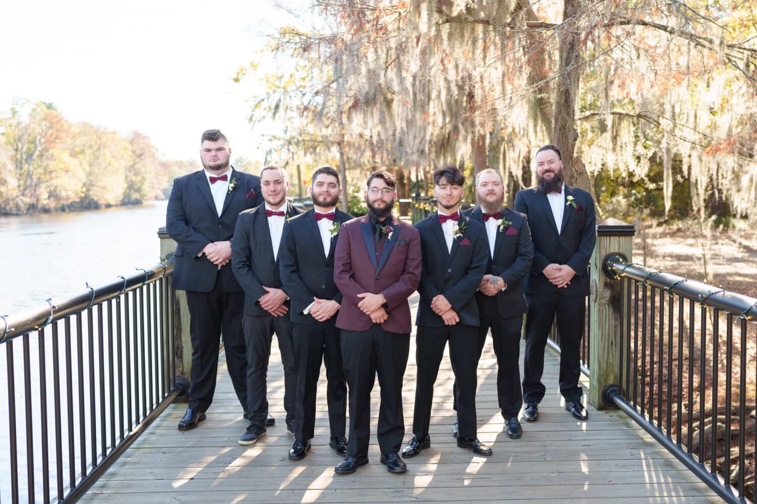 Groom with groomsmen - The Cypress Inn - Conway, SC