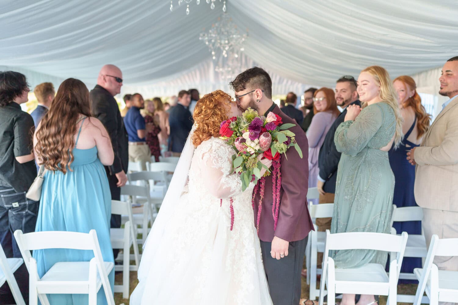 Kiss walking down the aisle - The Cypress Inn - Conway, SC