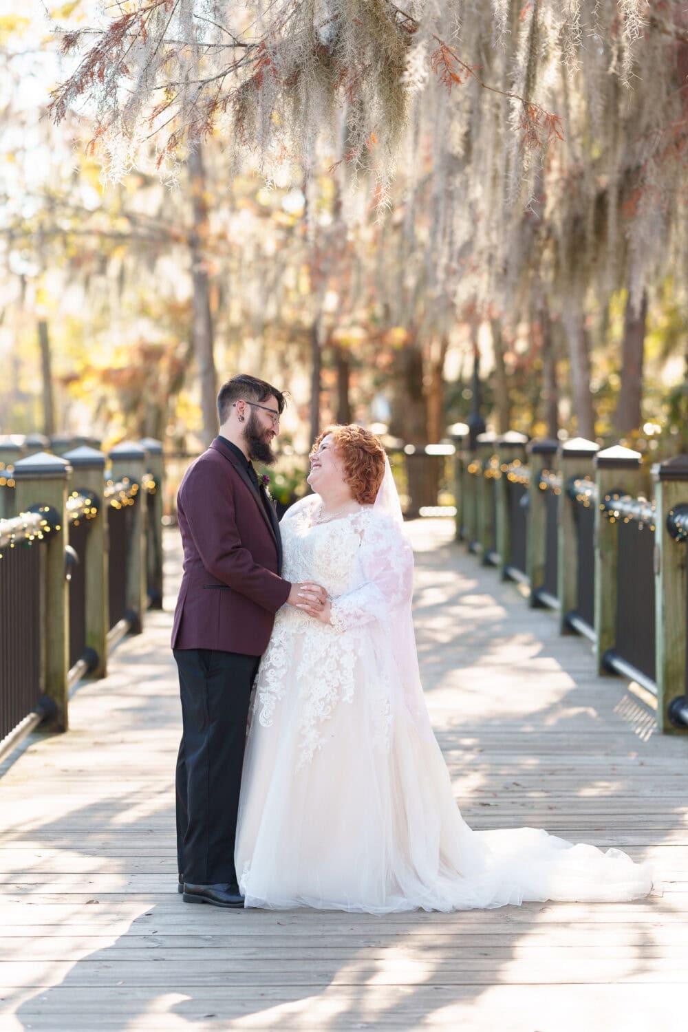 Portraits with the bride and groom on the riverwalk - The Cypress Inn - Conway, SC