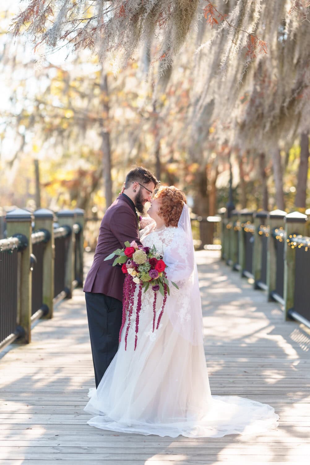 Portraits with the bride and groom on the riverwalk - The Cypress Inn - Conway, SC