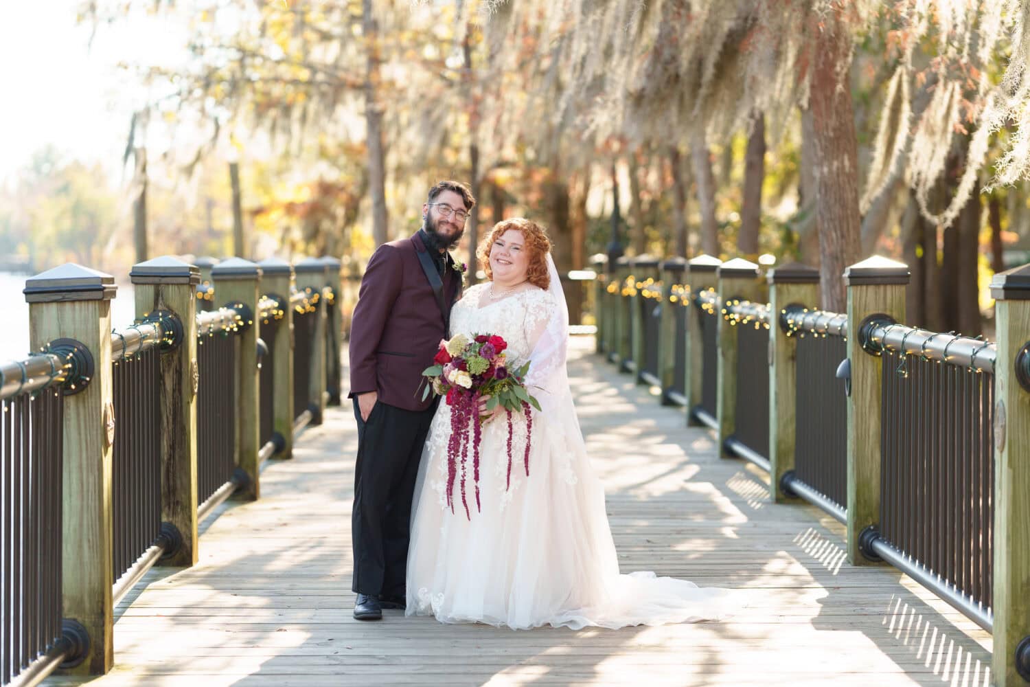 Portraits with the bride and groom on the riverwalk - The Cypress Inn - Conway, SC