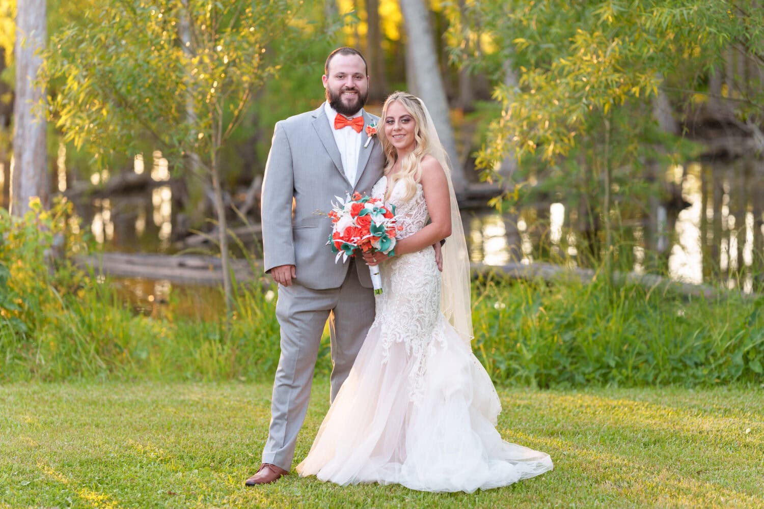 Bride and groom by the marsh - Wildhorse at Parker Farms