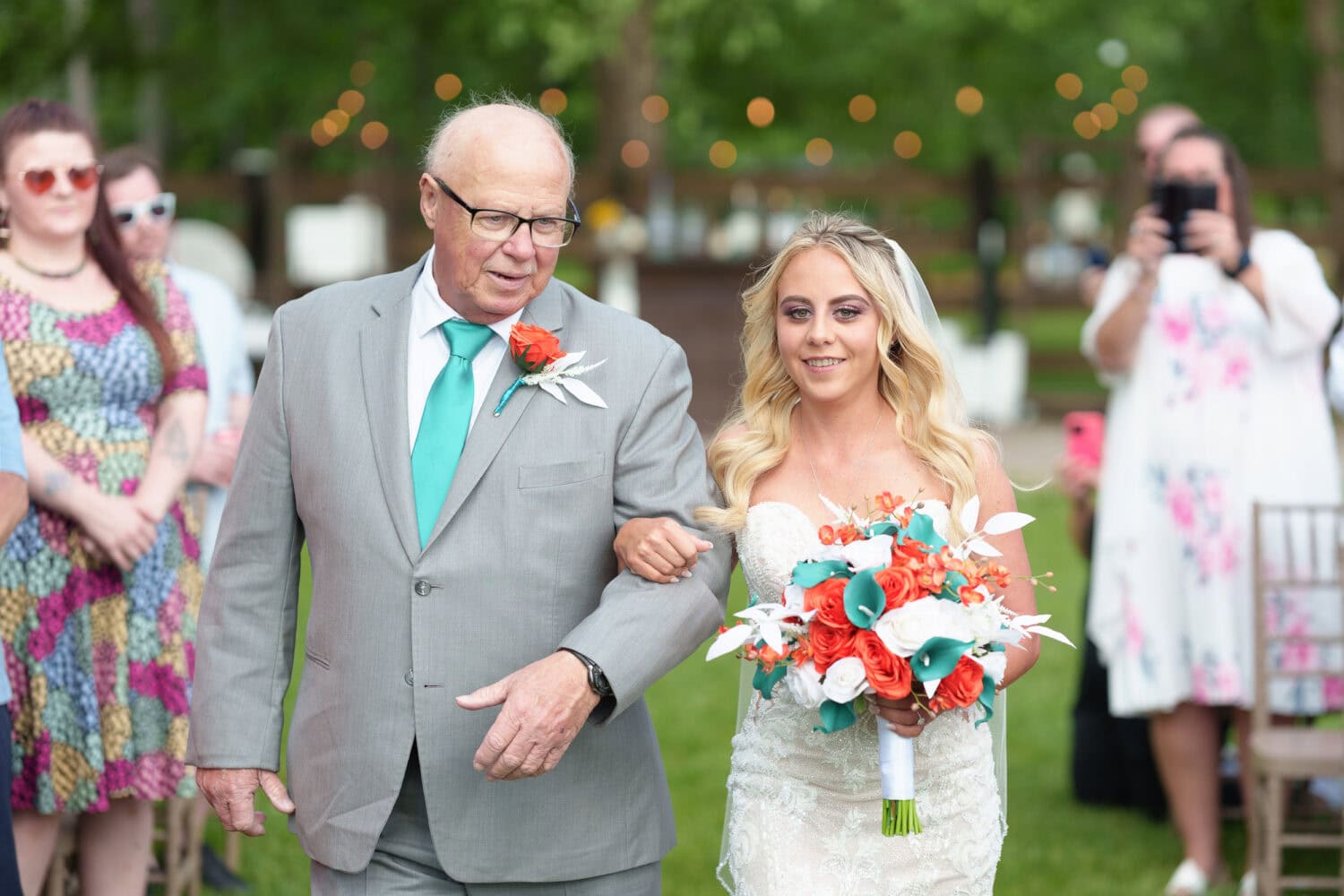 Bride walking down the aisle with her father - Wildhorse at Parker Farms