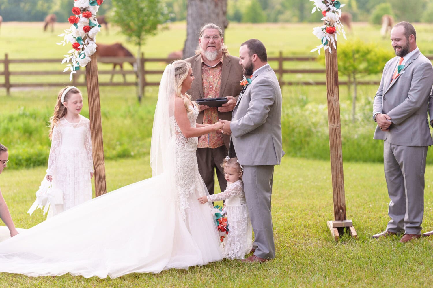 Bride's daughter checking on the dress - Wildhorse at Parker Farms